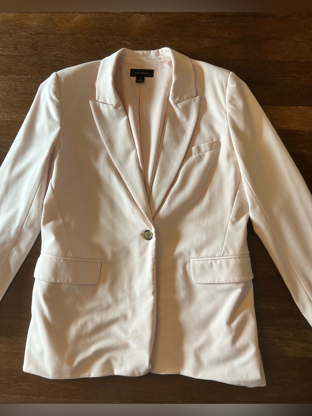 Halogen Blush Pink Blazer Size 6 Long Sleeve Tailored Office Workwear